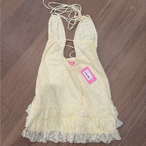 Edikted Lace Halter Chemise in Cream